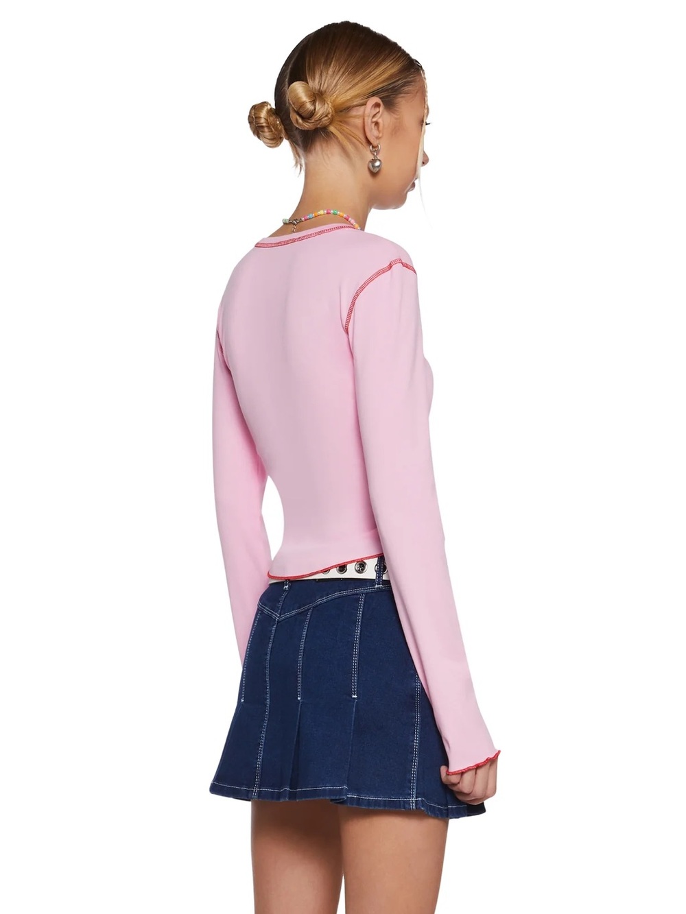 Delia’s by Dolls Kill Pucker Up Long Sleeve Tee in Pink Size Small - Picture 4 of 8